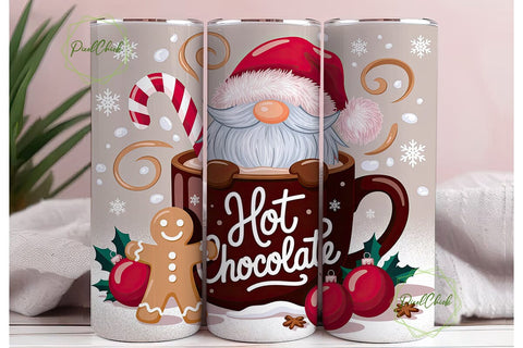 Cozy Santa Hot Chocolate Tumbler Wrap Sublimation PixelChick 