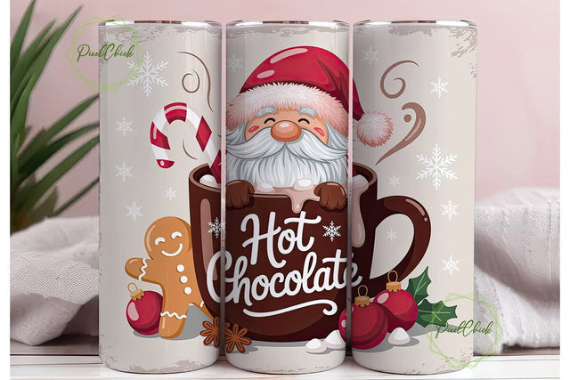 Cozy Santa Hot Chocolate Tumbler Wrap Sublimation PixelChick 