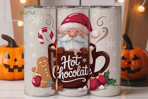 Cozy Santa Hot Chocolate Tumbler Wrap Sublimation PixelChick 