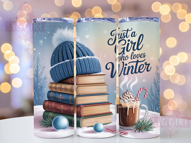 Cozy Season Book Lover Tumbler, Just a Girl Who Loves Sublimation Design, Festive Reading Holiday Art, 20oz Book Lover Tumbler, Whimsical Cozy Mug, Elegant Reader Cup, Winter Reading Wrap Sublimation SvggirlplusArt 