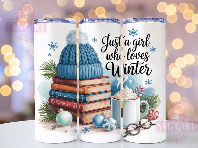 Cozy Season Book Lover Tumbler, Just a Girl Who Loves Sublimation Design, Festive Reading Holiday Art, 20oz Book Lover Tumbler, Whimsical Cozy Mug, Elegant Reader Cup, Winter Reading Wrap Sublimation SvggirlplusArt 