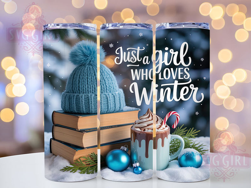 Cozy Season Book Lover Tumbler, Just a Girl Who Loves Sublimation Design, Festive Reading Holiday Art, 20oz Book Lover Tumbler, Whimsical Cozy Mug, Elegant Reader Cup, Winter Reading Wrap Sublimation SvggirlplusArt 