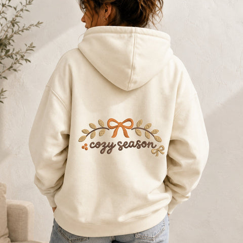 Cozy Season Bow Machine Embroidery Design – Fall Leaves Autumn Embroidery File Embroidery/Applique DESIGNS PatternFeed8 