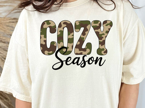 Cozy Season Camo Western PNG, Retro Camo Country Distressed Varsity Cowboy, Camouflage Sublimation Design For Shirt Png, Camo Cozy Season SVG DesignDestine 