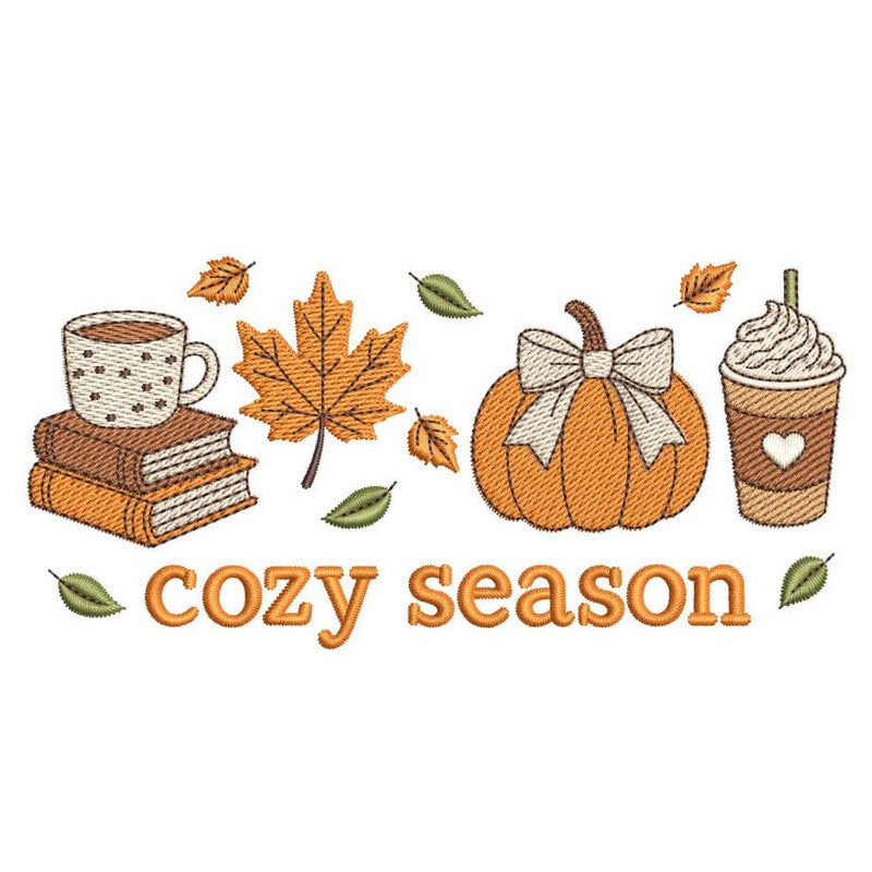 Cozy Season Embroidery Design Autumn Thanksgiving Machine Embroidery File Pumpkin Coffee Books Leaves Fall Decor for 5x7 6x10 8x8 9x9 Hoop Embroidery/Applique DESIGNS Nino Nadaraia 