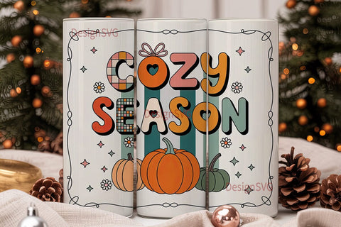 Cozy Season Fall 20oz Tumbler Wrap Sublimation DesignSVG 