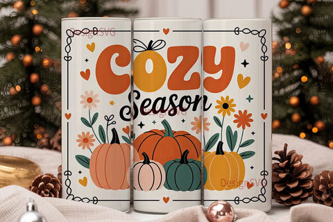 Cozy Season Fall 20oz Tumbler Wrap Sublimation DesignSVG 