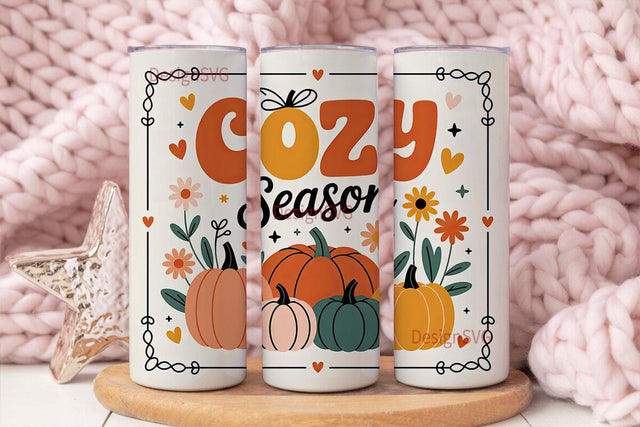 Cozy Season Fall 20oz Tumbler Wrap Sublimation DesignSVG 