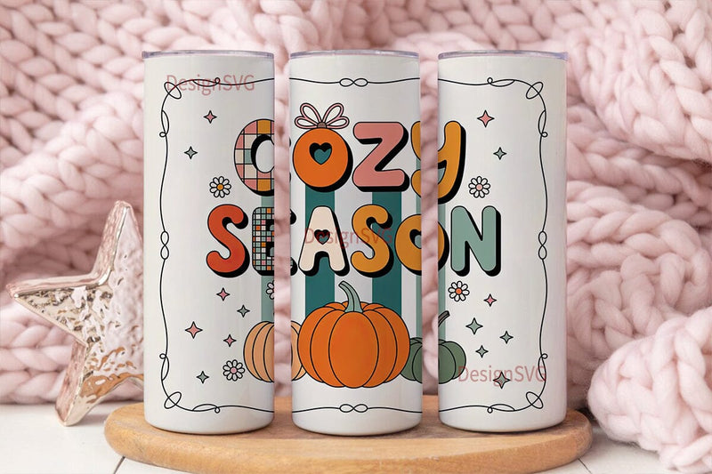 Cozy Season Fall 20oz Tumbler Wrap Sublimation DesignSVG 