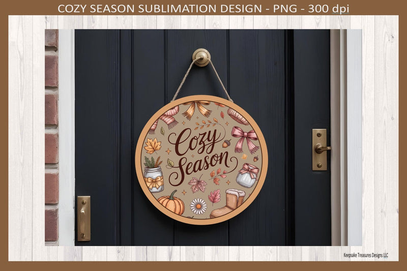 Fall Season Help Sign Cozy Season Fall Door Sign, Autumn Wreath Attachment, Sublimation ...