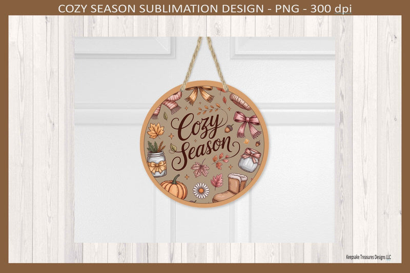 Fall Season Help Sign Cozy Season Fall Door Sign, Autumn Wreath Attachment, Sublimation ...