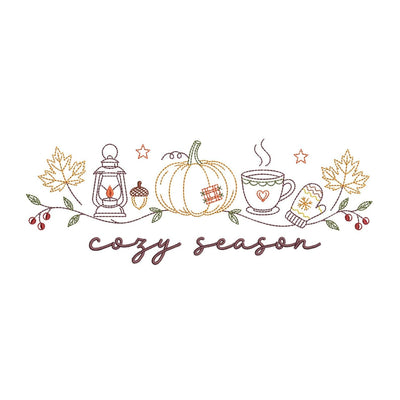 Cozy Season Fall Machine Embroidery Design with Pumpkin for 6x10 8x12 Digital File Embroidery/Applique DESIGNS Nino Nadaraia 