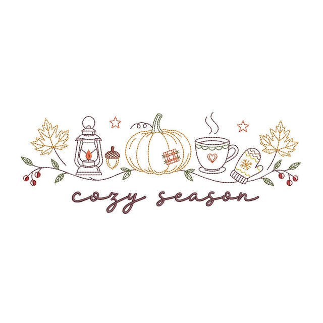 Cozy Season Fall Machine Embroidery Design with Pumpkin for 6x10 8x12 Digital File Embroidery/Applique DESIGNS Nino Nadaraia 