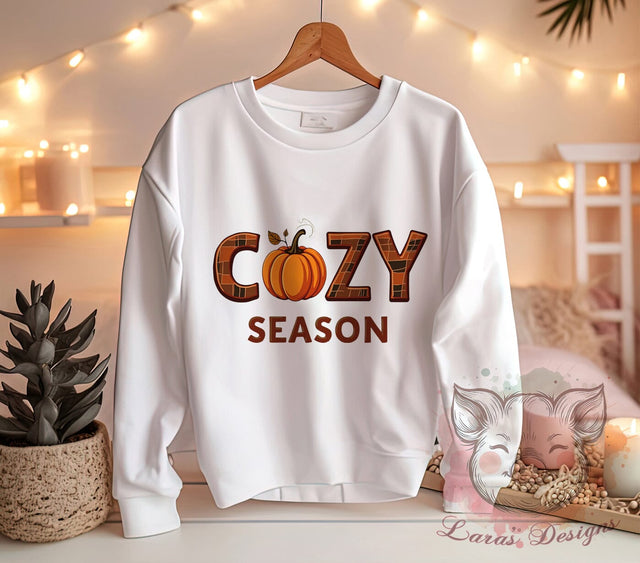 Cozy Season Graphic, Hello Fall Design, Pumpkin Season PNG, Autumn Sublimation Art, Fall Decor Download, Seasonal Clipart, Harvest Season Print, Thanksgiving Digital Download Sublimation Lara' s Designs 