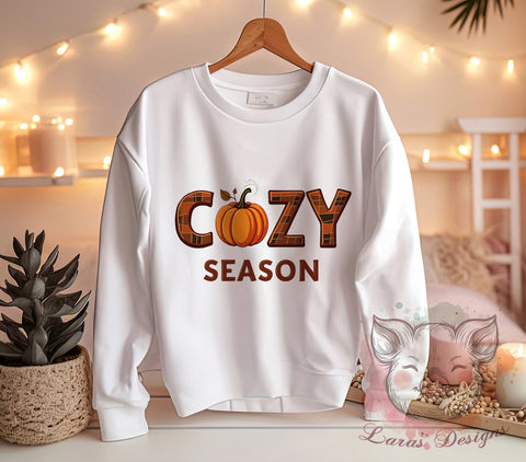 Cozy Season Graphic, Hello Fall Design, Pumpkin Season PNG, Autumn Sublimation Art, Fall Decor Download, Seasonal Clipart, Harvest Season Print, Thanksgiving Digital Download Sublimation Lara' s Designs 