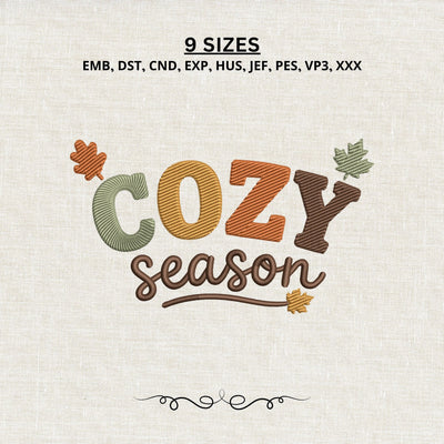 Cozy Season Machine Embroidery Design – Fall Autumn Leaves Embroidery File Embroidery/Applique DESIGNS PatternFeed8 