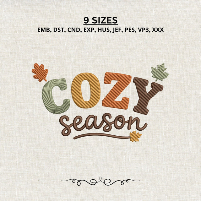 Cozy Season Machine Embroidery Design – Fall Autumn Leaves Embroidery File Embroidery/Applique DESIGNS PatternFeed8 
