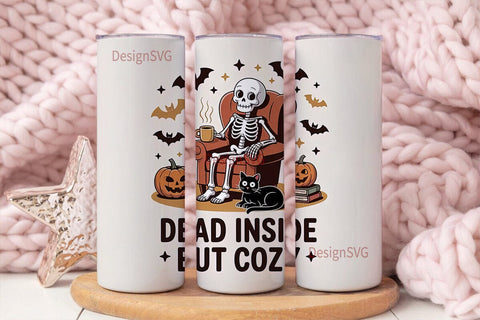 Cozy Skeleton Halloween 20oz Tumbler Sublimation DesignSVG 