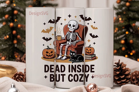 Cozy Skeleton Halloween 20oz Tumbler Sublimation DesignSVG 