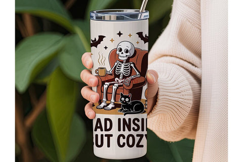 Cozy Skeleton Halloween 20oz Tumbler Sublimation DesignSVG 
