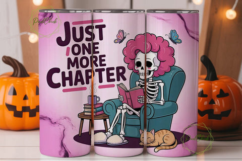 Cozy Skeleton Reading 20oz Tumbler Wrap Sublimation PixelChick 
