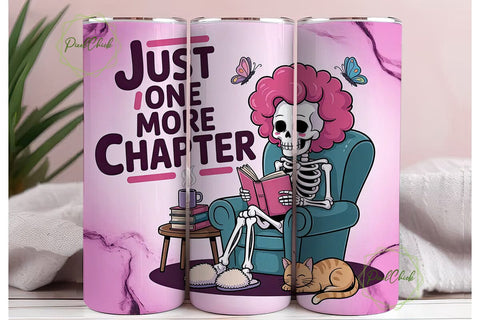 Cozy Skeleton Reading 20oz Tumbler Wrap Sublimation PixelChick 
