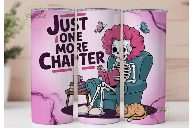 Cozy Skeleton Reading 20oz Tumbler Wrap Sublimation PixelChick 