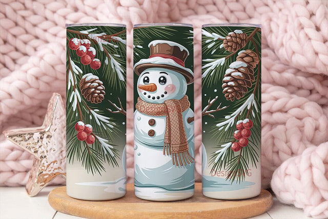 Cozy Snowman Christmas 20oz Tumbler Wrap Sublimation DesignSVG 