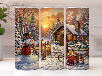 Cozy Snowman Cottage 20oz Tumbler, Cozy Snowman, Snowman Cottage, Cozy Cottage, Snowman Tumbler, 20oz Tumbler, Winter Tumbler, Tumbler Wrap Sublimation Lara' s Designs 