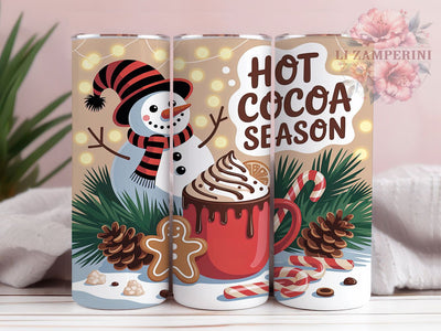 Cozy Snowman Hot Cocoa Tumbler, Christmas Cocoa Wrap, Festive Snowman Sublimation, 20oz Holiday Tumbler, Cozy Cocoa Art, Seasonal Snowman Mug, Whimsical Christmas Cup Sublimation Li Zamperini 