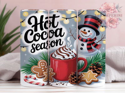 Cozy Snowman Hot Cocoa Tumbler, Christmas Cocoa Wrap, Festive Snowman Sublimation, 20oz Holiday Tumbler, Cozy Cocoa Art, Seasonal Snowman Mug, Whimsical Christmas Cup Sublimation Li Zamperini 