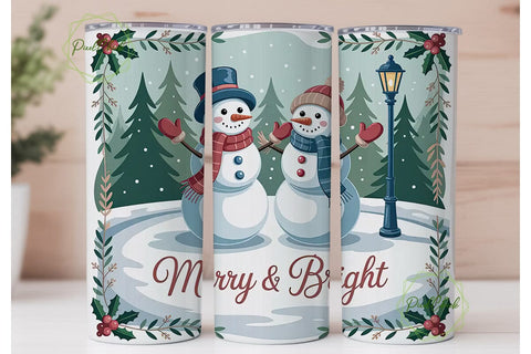 Cozy Snowmen Christmas 20oz Tumbler Wrap Sublimation PixelChick 
