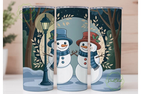 Cozy Snowmen Christmas 20oz Tumbler Wrap Sublimation PixelChick 