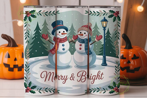 Cozy Snowmen Christmas 20oz Tumbler Wrap Sublimation PixelChick 