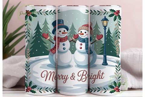 Cozy Snowmen Christmas 20oz Tumbler Wrap Sublimation PixelChick 