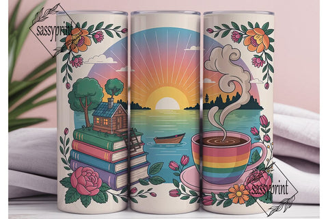 Cozy Sunrise Cabin 20oz Tumbler Wrap Sublimation sassyprint 