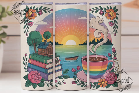 Cozy Sunrise Cabin 20oz Tumbler Wrap Sublimation sassyprint 