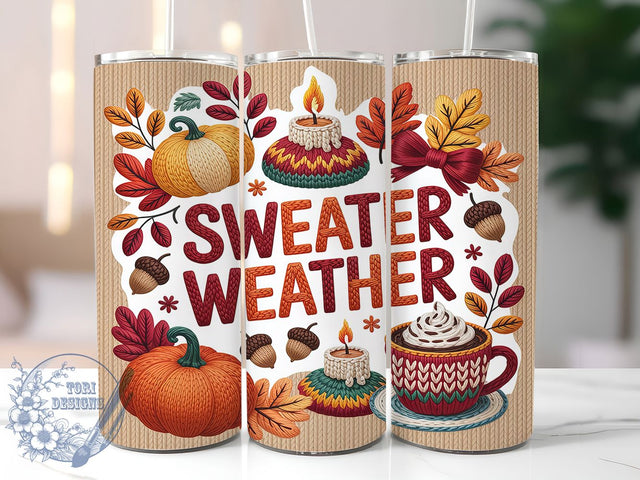 Cozy Sweater Weather Tumbler, Cable Knit Sublimation, 20oz Skinny Tumbler, Winter Tumbler Wrap, Cozy Knit Pattern, Sublimation Download, Realistic Sweater Png Sublimation ToriDesigns 