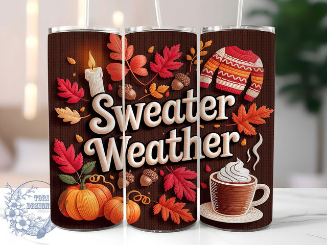 Cozy Sweater Weather Tumbler, Cable Knit Sublimation, 20oz Skinny Tumbler, Winter Tumbler Wrap, Cozy Knit Pattern, Sublimation Download, Realistic Sweater Png Sublimation ToriDesigns 