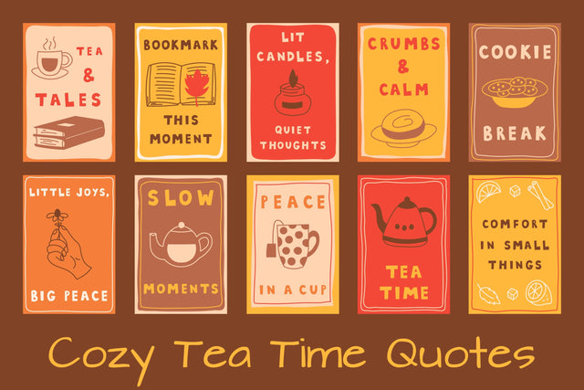 Cozy Tea Time Quotes Vintage Posters Digital Pattern Rin Green 