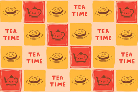 Cozy Tea Time Seamless Pattern Digital Paper Digital Pattern Rin Green 