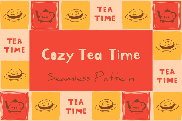 Cozy Tea Time Seamless Pattern Digital Paper Digital Pattern Rin Green 