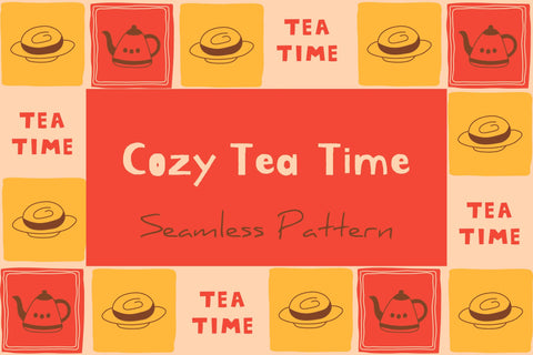 Cozy Tea Time Seamless Pattern Digital Paper Digital Pattern Rin Green 