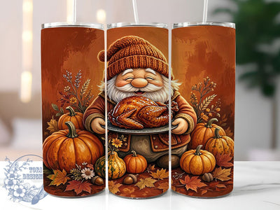 Cozy Thanksgiving Gnome 20oz Tumbler, Thanksgiving Gnome Motif, Cozy Art Design, Autumn Theme, Festive Accent, Whimsical Charm, Sublimation Wrap, 20oz Tumbler Sublimation ToriDesigns 
