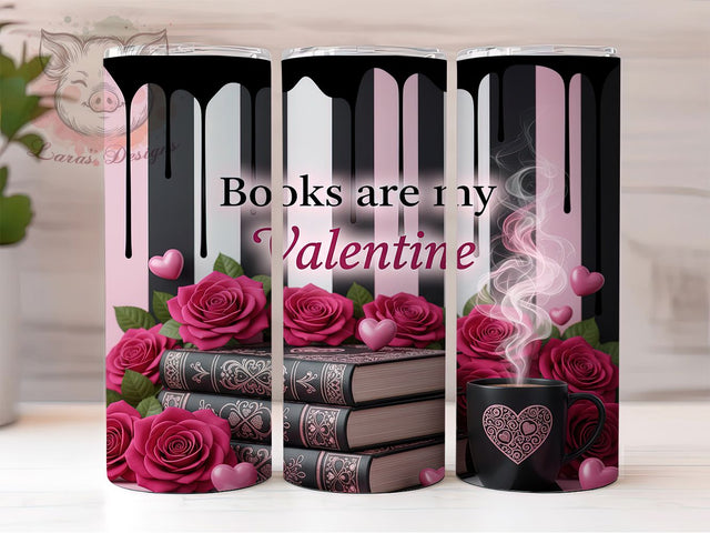 Cozy Valentine Book Lover Tumbler, Valentine Reading Pattern, Cozy Book Heart Design, 20Oz Sublimation Wrap, Romantic Reader Art, Cute Book Texture, Tumbler Sublimation Sublimation Lara' s Designs 
