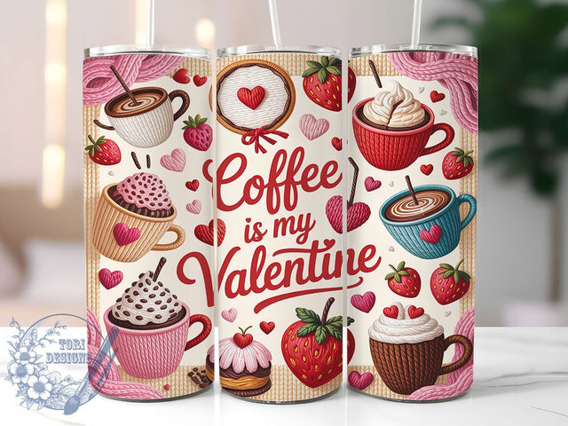 Cozy Valentine Crochet Coffee Tumbler, Valentine Crochet Pattern, Cute Coffee Lover Design, 20Oz Sublimation Wrap, Cozy Crochet Art, Love Coffee Texture, Tumbler Sublimation Sublimation ToriDesigns 