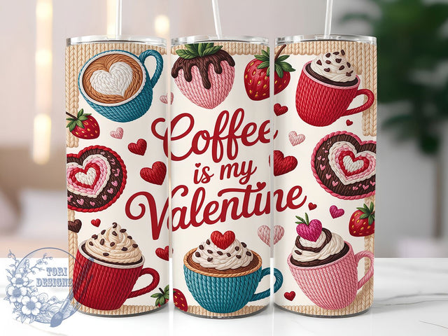 Cozy Valentine Crochet Coffee Tumbler, Valentine Crochet Pattern, Cute Coffee Lover Design, 20Oz Sublimation Wrap, Cozy Crochet Art, Love Coffee Texture, Tumbler Sublimation Sublimation ToriDesigns 