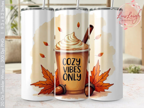 Cozy Vibes only Fall Tumbler Wrap Sublimation png Sublimation Luvleigh Digitals 