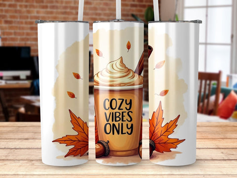 Cozy Vibes only Fall Tumbler Wrap Sublimation png Sublimation Luvleigh Digitals 