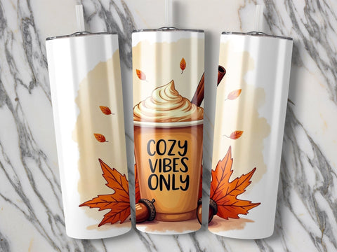 Cozy Vibes only Fall Tumbler Wrap Sublimation png Sublimation Luvleigh Digitals 